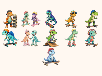 Dino Skaters Clipart