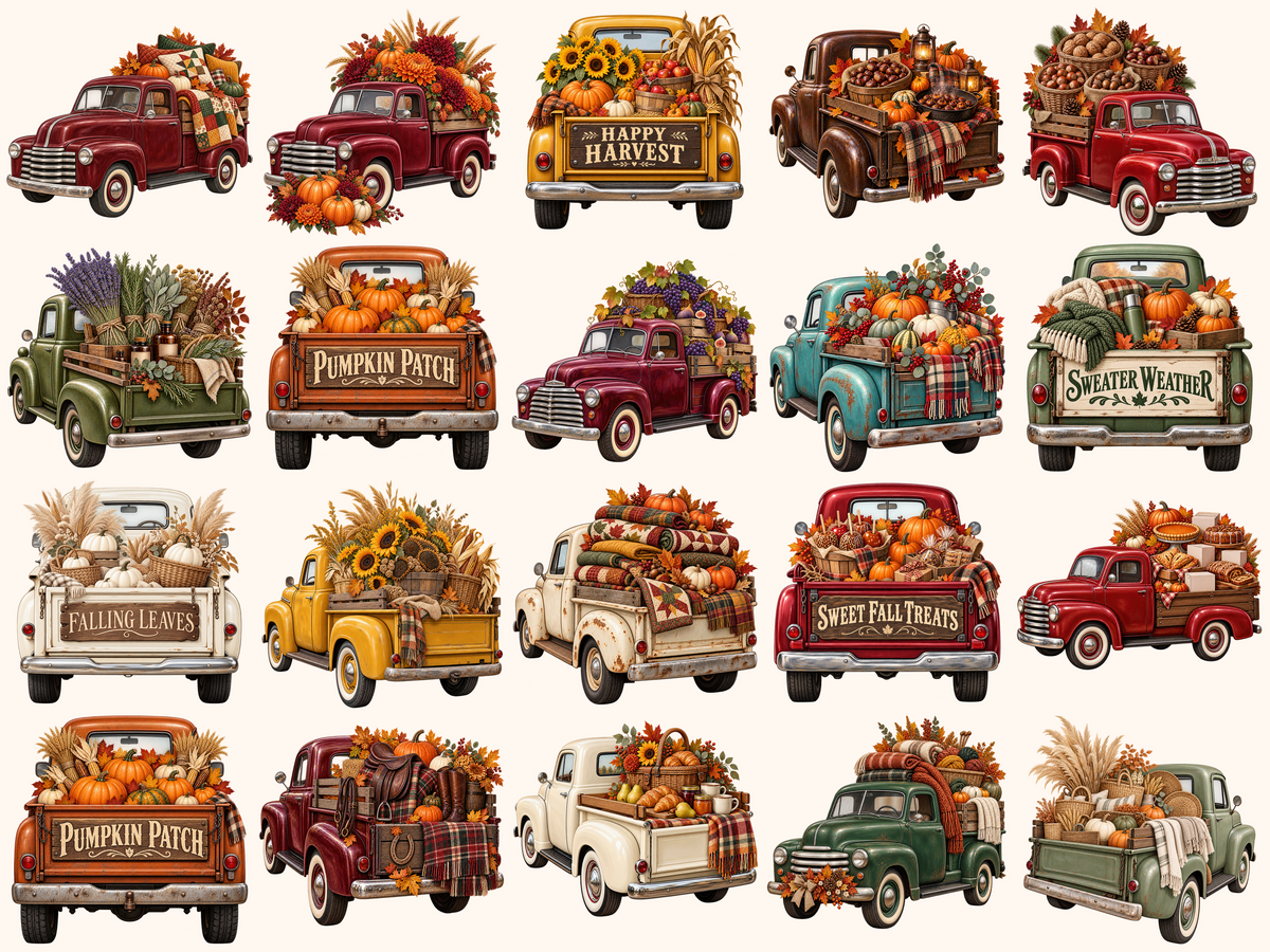 Autumn Trucks Clipart