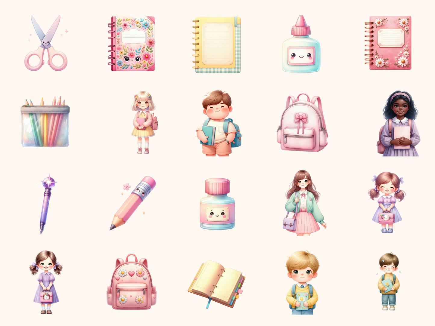Pastel Back to School Clipart