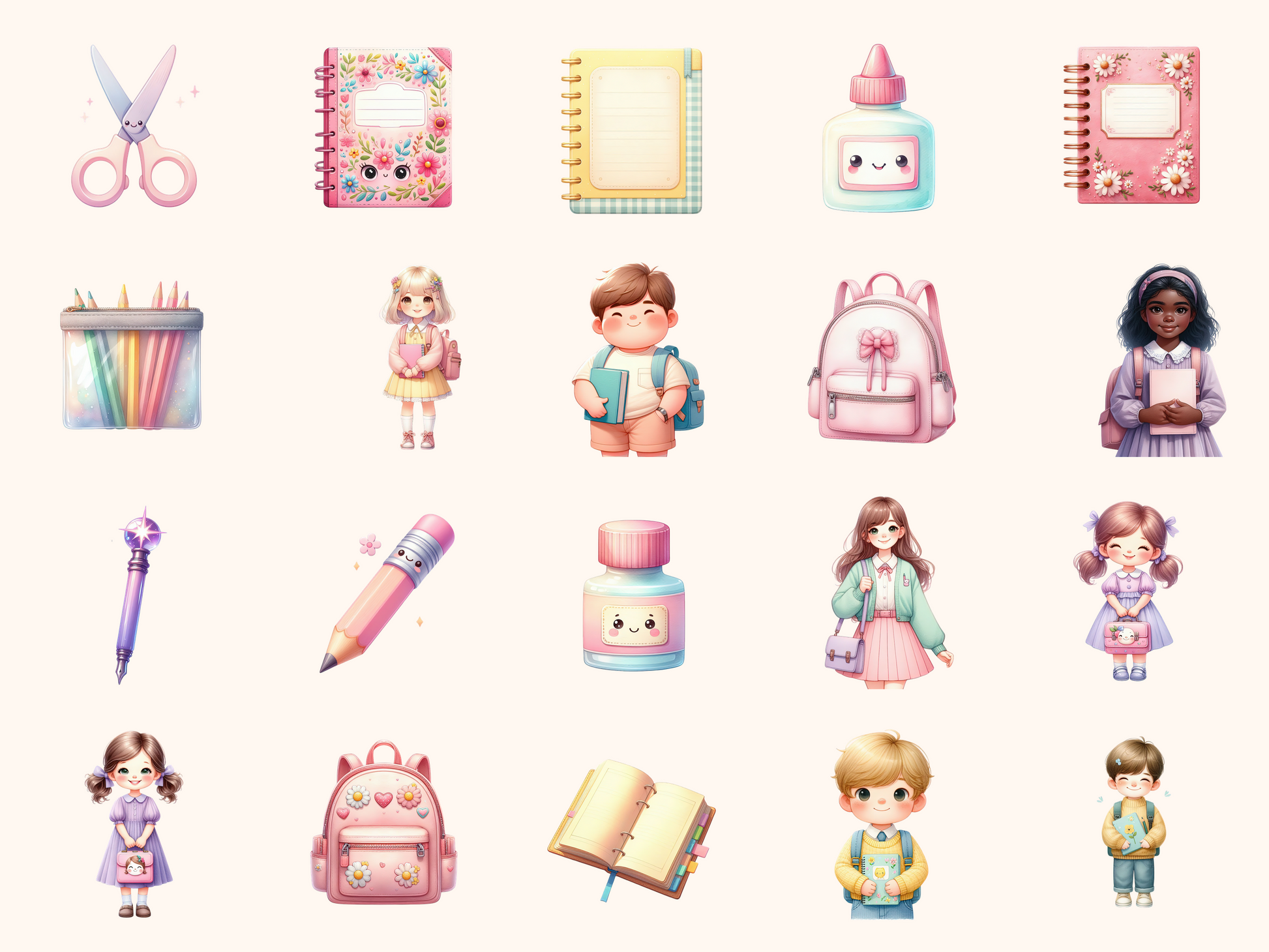 Pastel Back to School Clipart