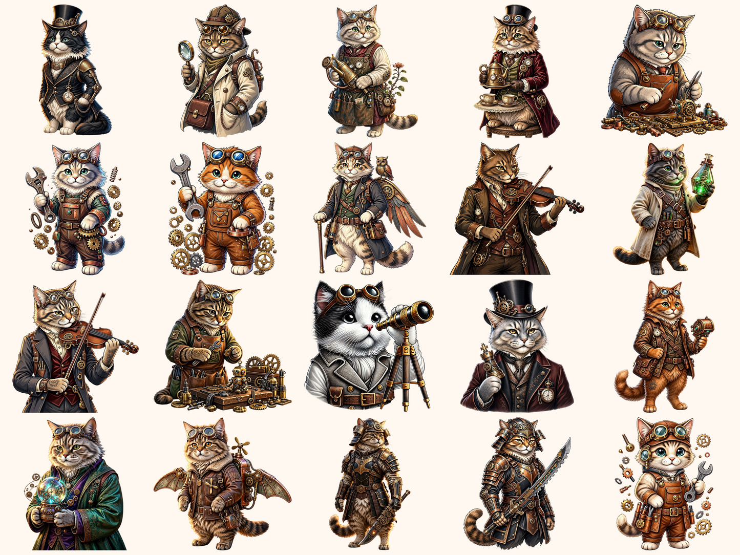 Steampunk Cats Clipart