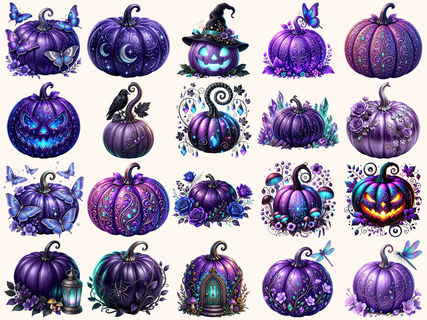 Violet Pumpkins Clipart