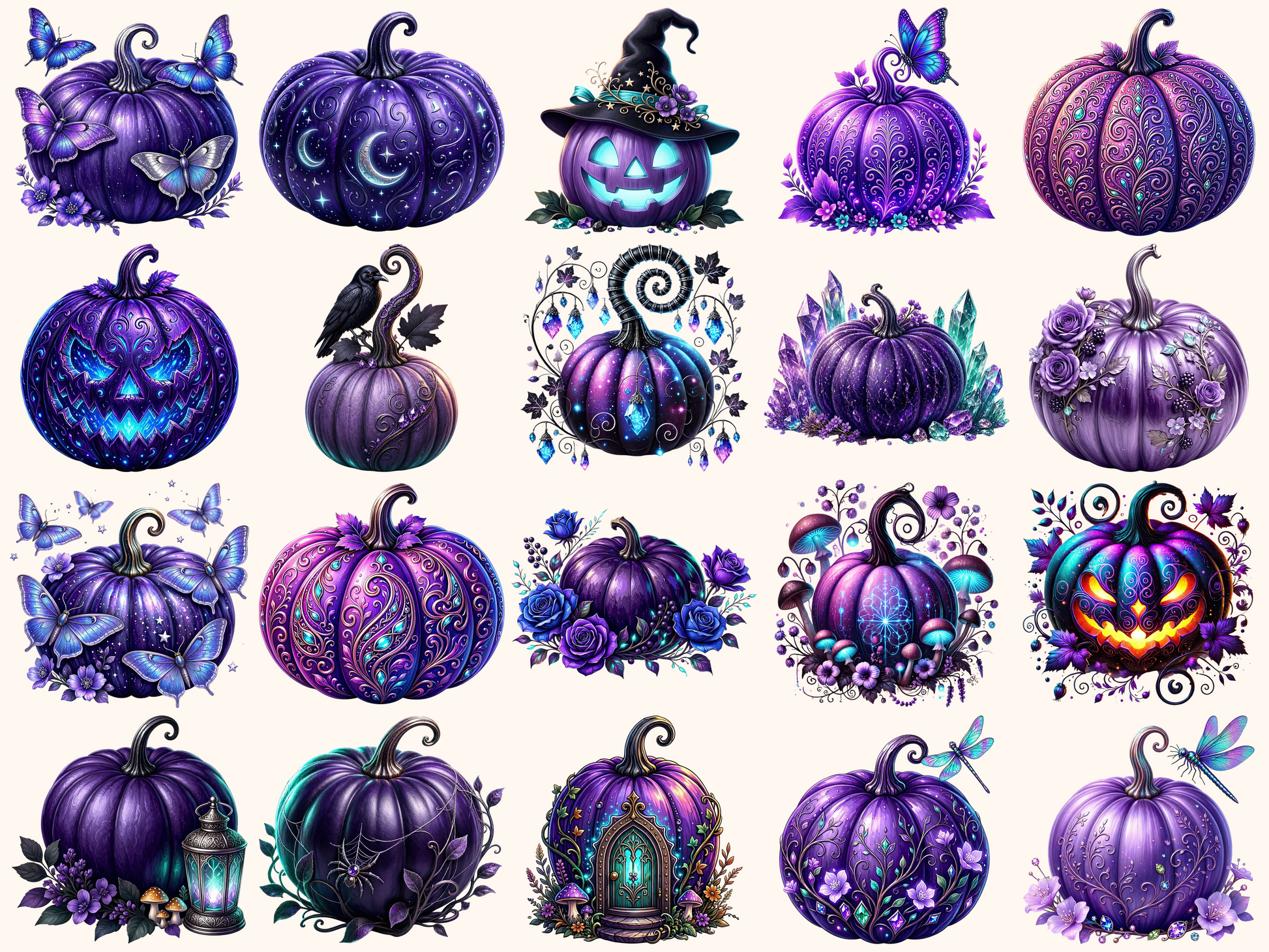 Violet Pumpkins Clipart