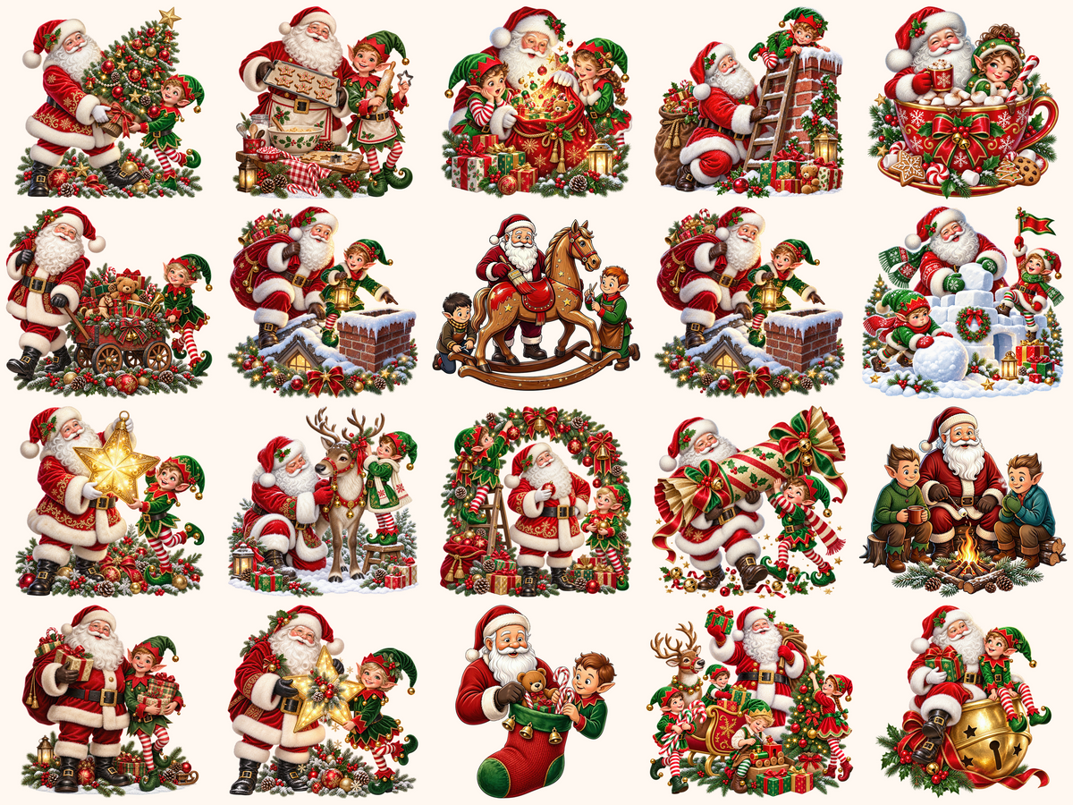 Santa & Elves Clipart