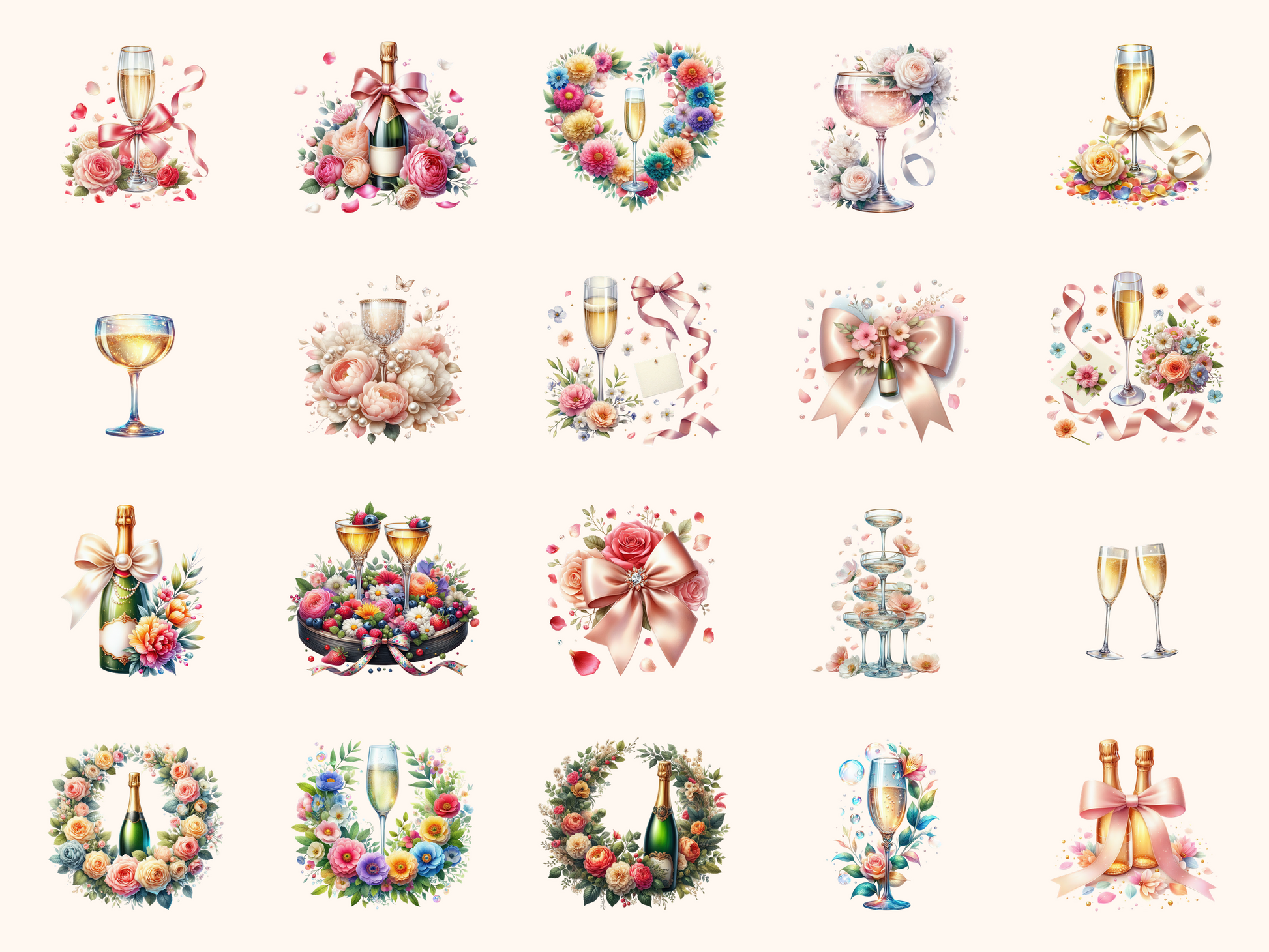 Petals & Champagne Clipart