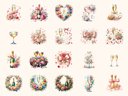 Petals & Champagne Clipart