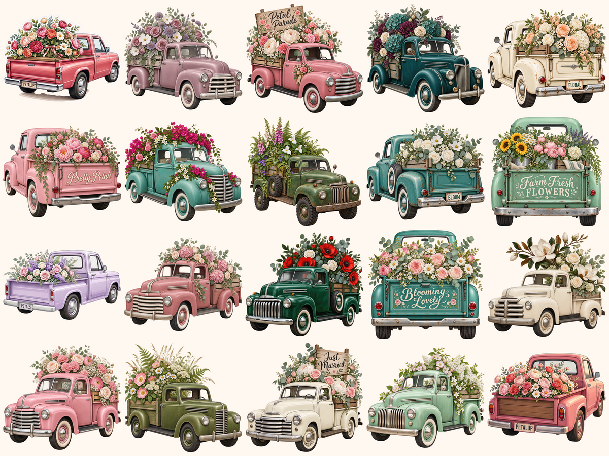 Floral Trucks Clipart