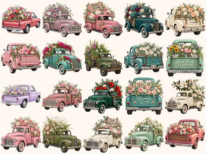 Floral Trucks Clipart