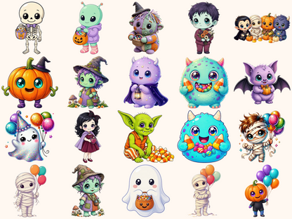 Little Halloween Monsters Clipart