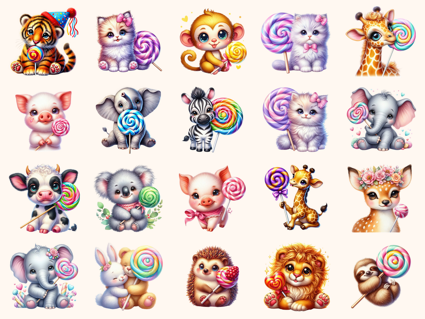 Lollipop Animals Clipart