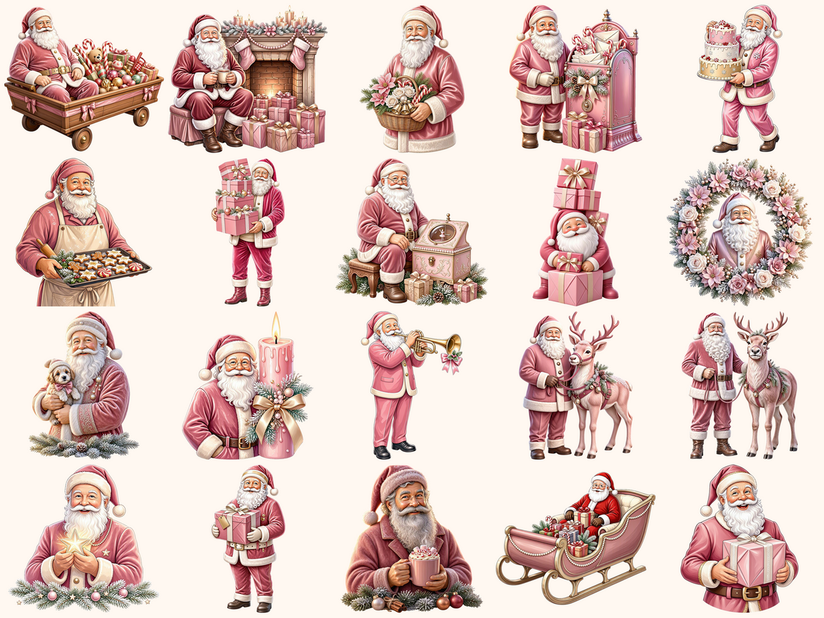 Pink Santa Claus Clipart