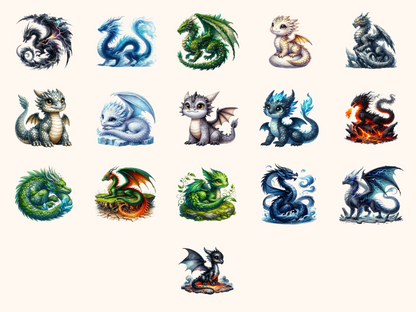 Elemental Dragons Clipart