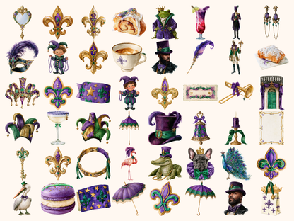 Mardi Gras Watercolor Clipart