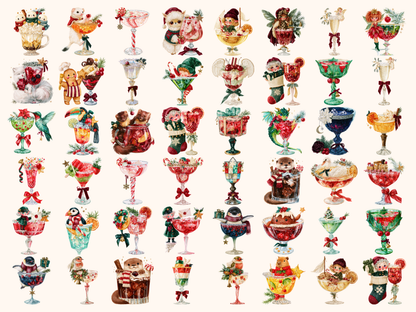 Christmas Cocktails Watercolor Clipart — listing preview 6