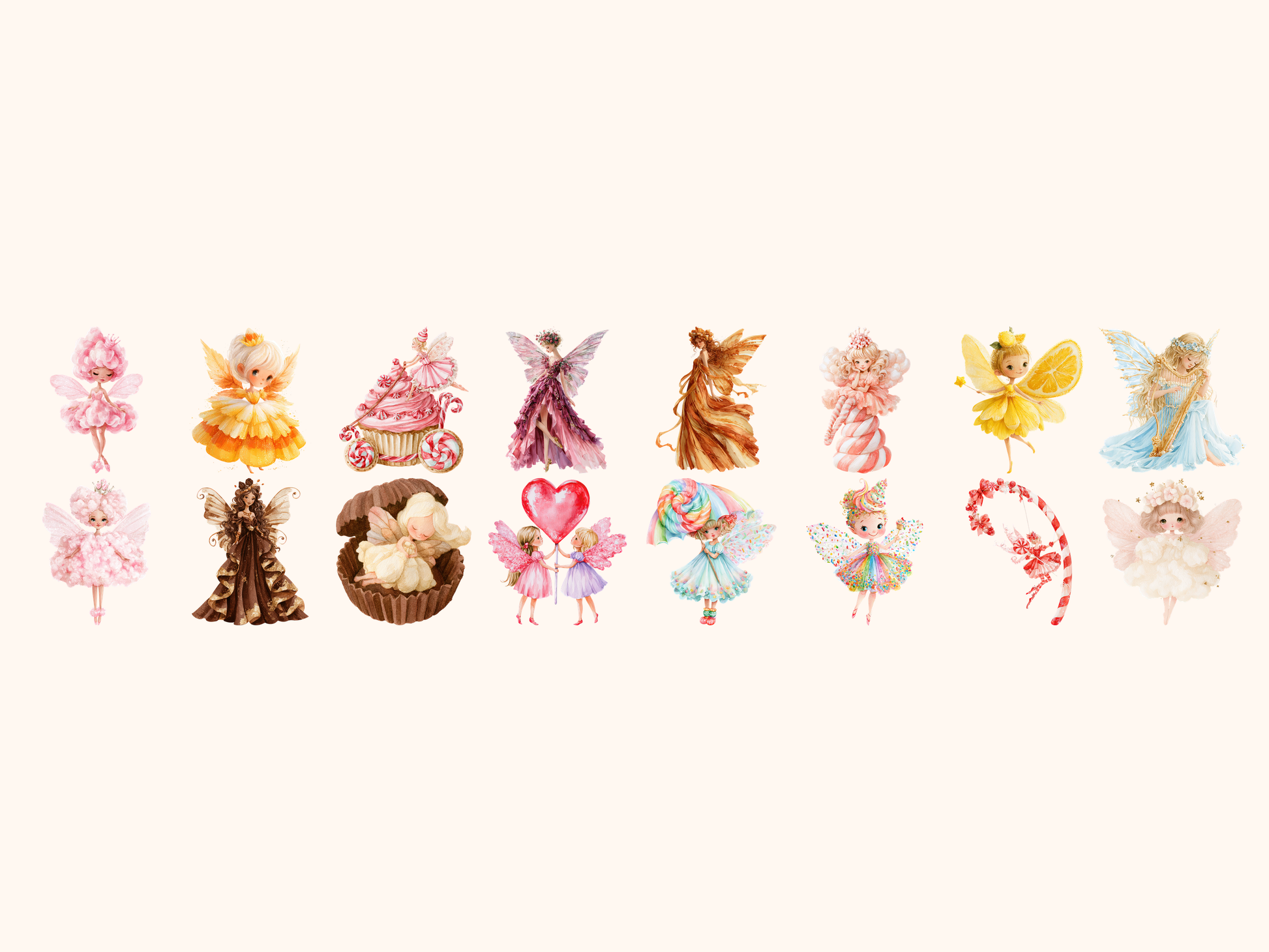 Candy Fairy Watercolor Clipart