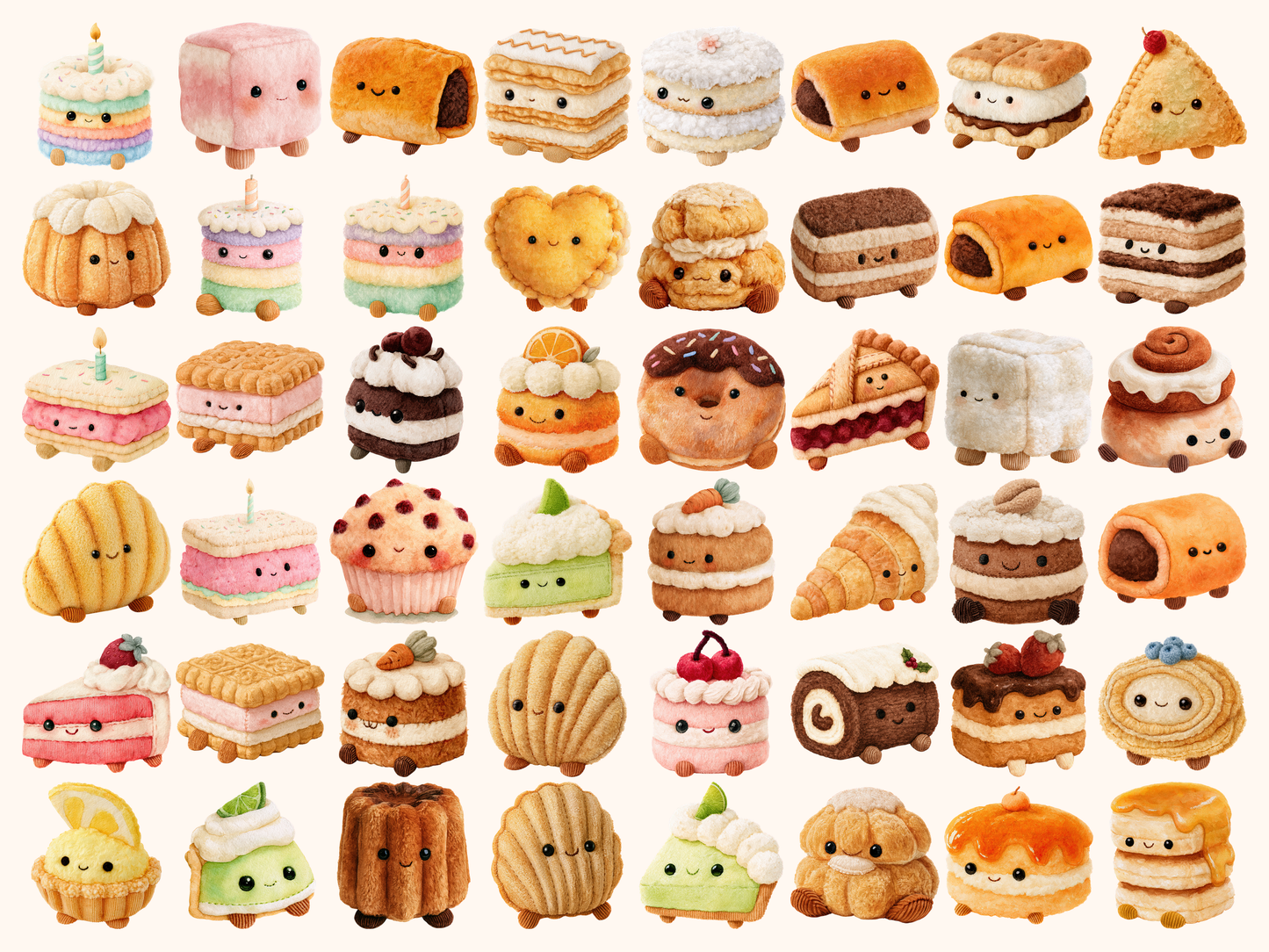 Plushie Cakes Watercolor Clipart
