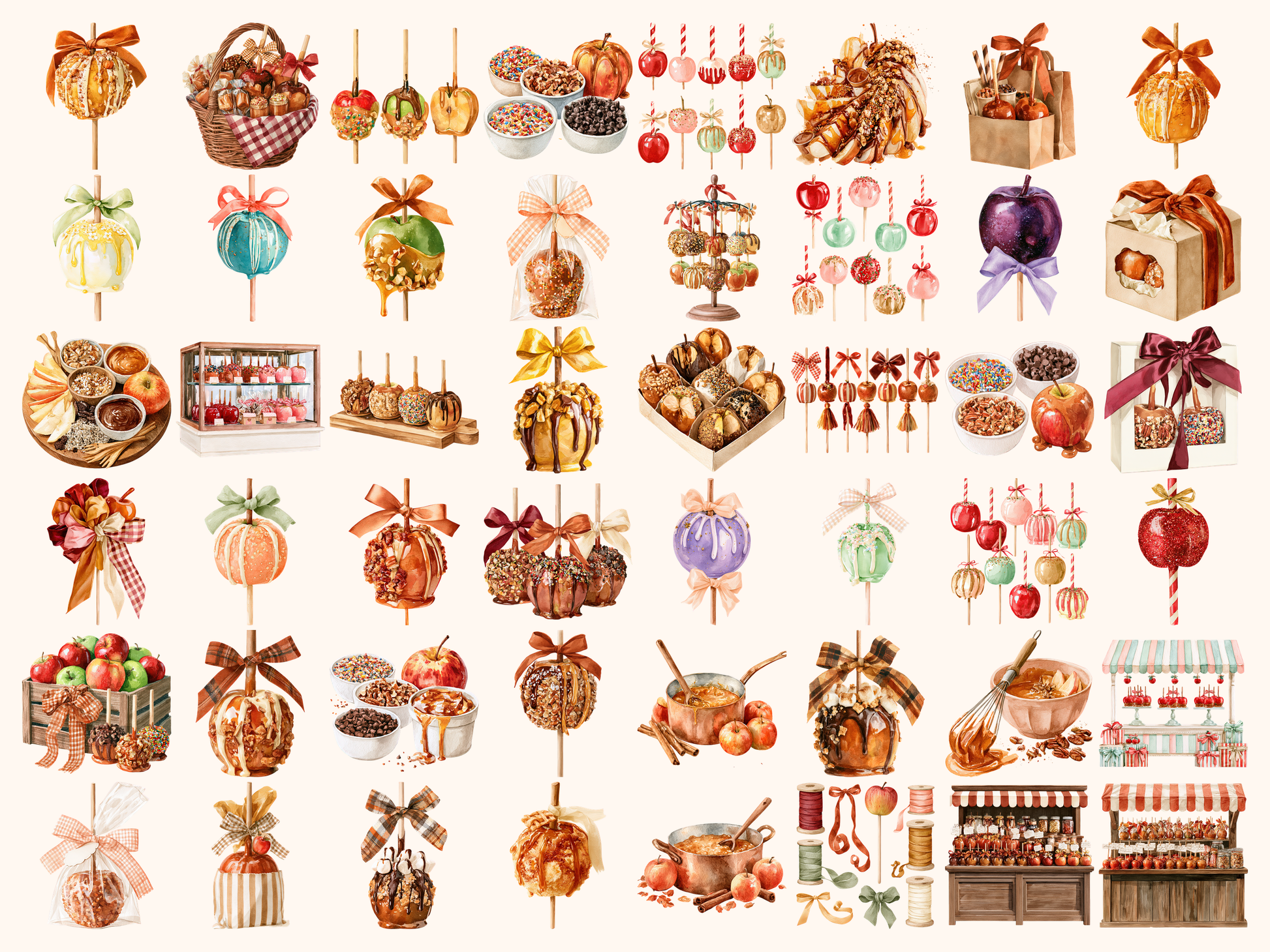 Caramel Apple Shop Watercolor Clipart
