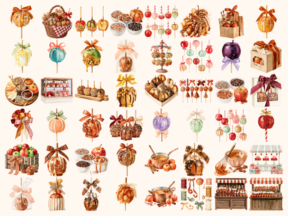Caramel Apple Shop Watercolor Clipart