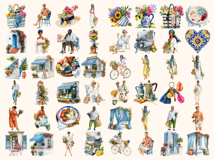 Euro Summer Watercolor Clipart