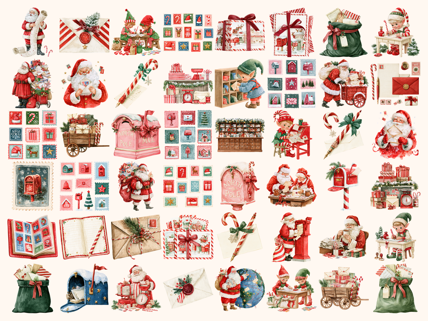 Santa’s Post Office Watercolor Clipart