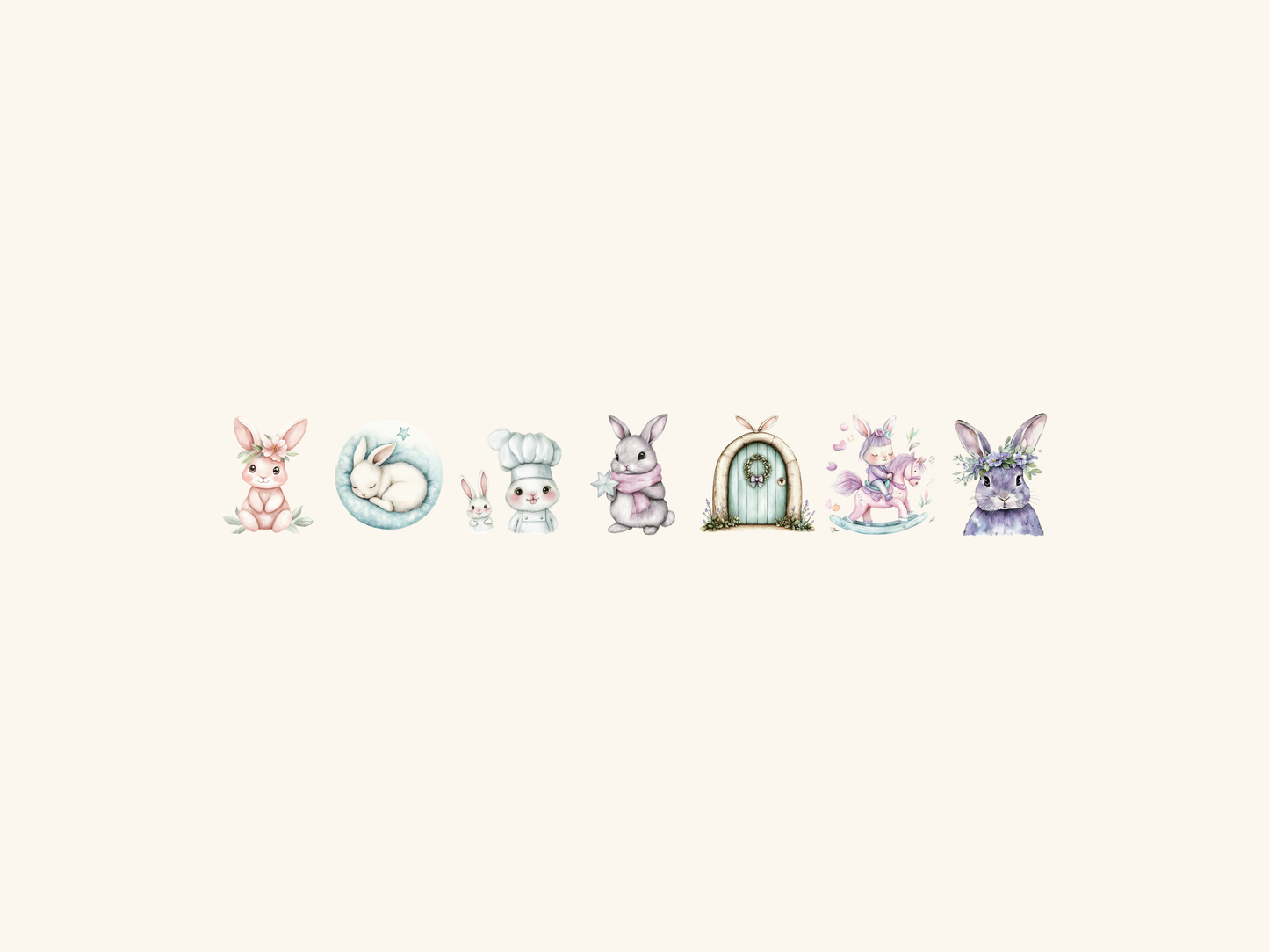 Pastel Bunnies Watercolor Clipart