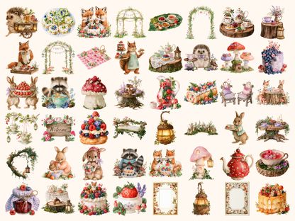 Forest Tea Party Watercolor Clipart