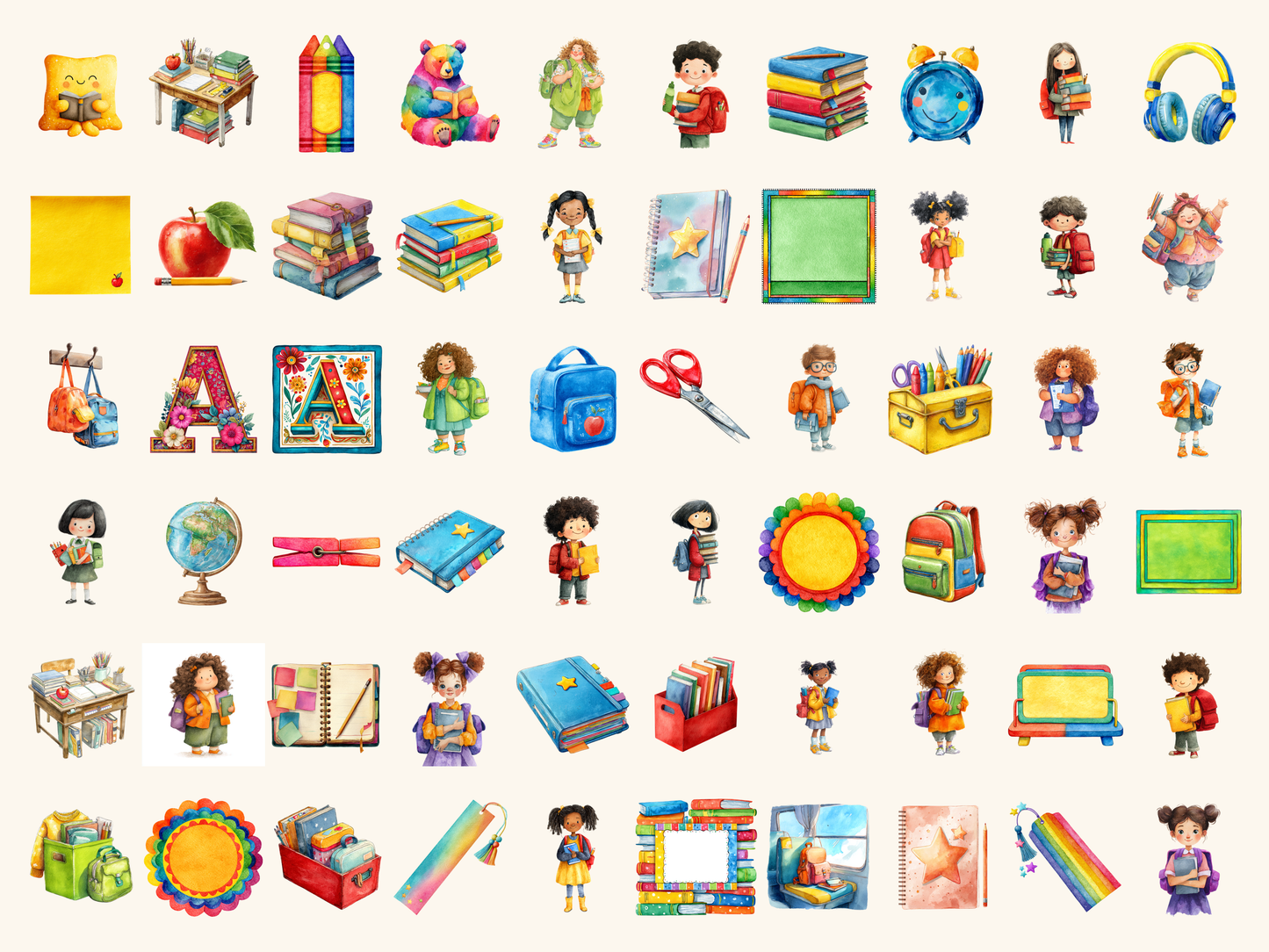 Back to School Watercolor Clipart