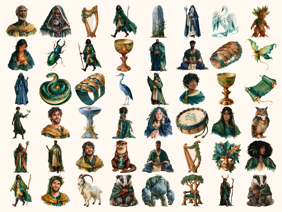 Druids Watercolor Clipart