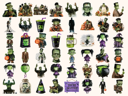 Frankenstein Watercolor Clipart