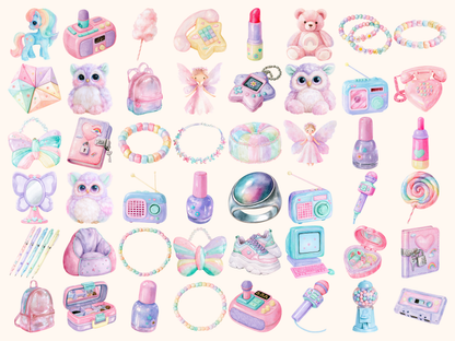 Pastel 90's Girlhood Waterolor Clipart