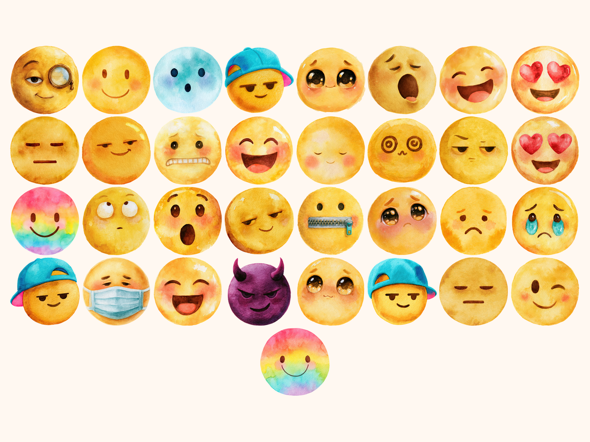 Emojis Watercolor Clipart