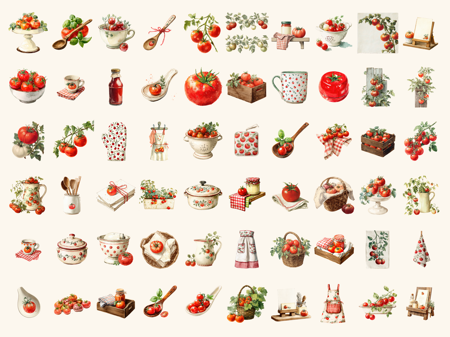 Tomato Kitchen Watercolor Clipart