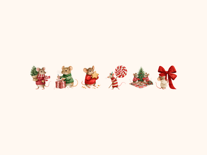 Merry Mouse Christmas Watercolor Clipart