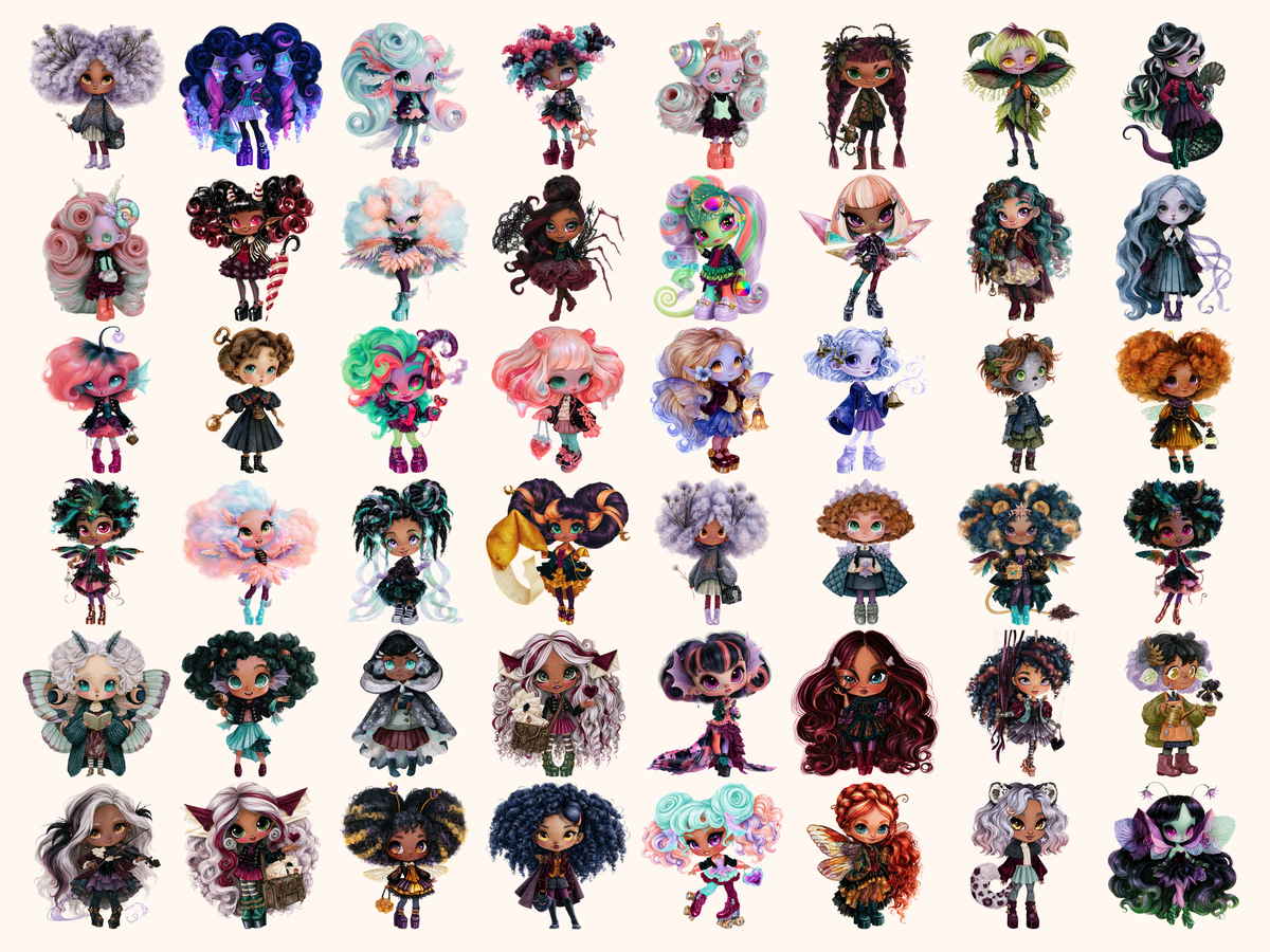 Spooky Chibi Academy Watercolor Clipart — listing preview 6