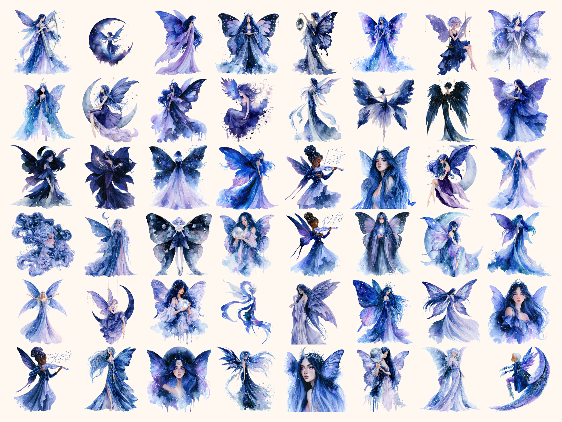 Celestial Fairies Watercolor Clipart