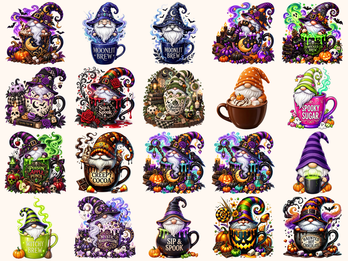 Halloween Cup Gnomes Clipart