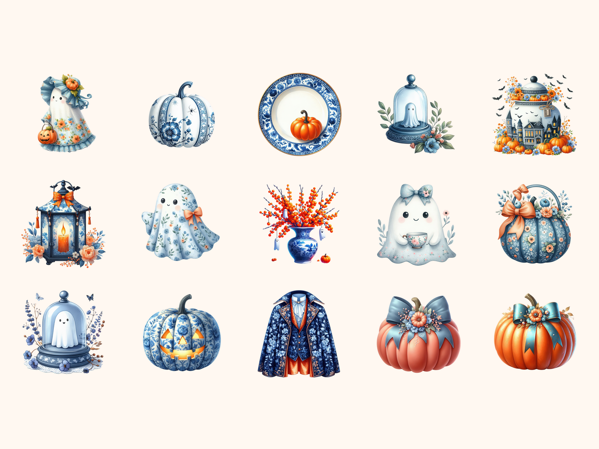 Grandmillennial Halloween Clipart