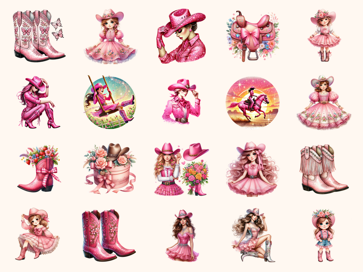 Pink Cowgirls Clipart
