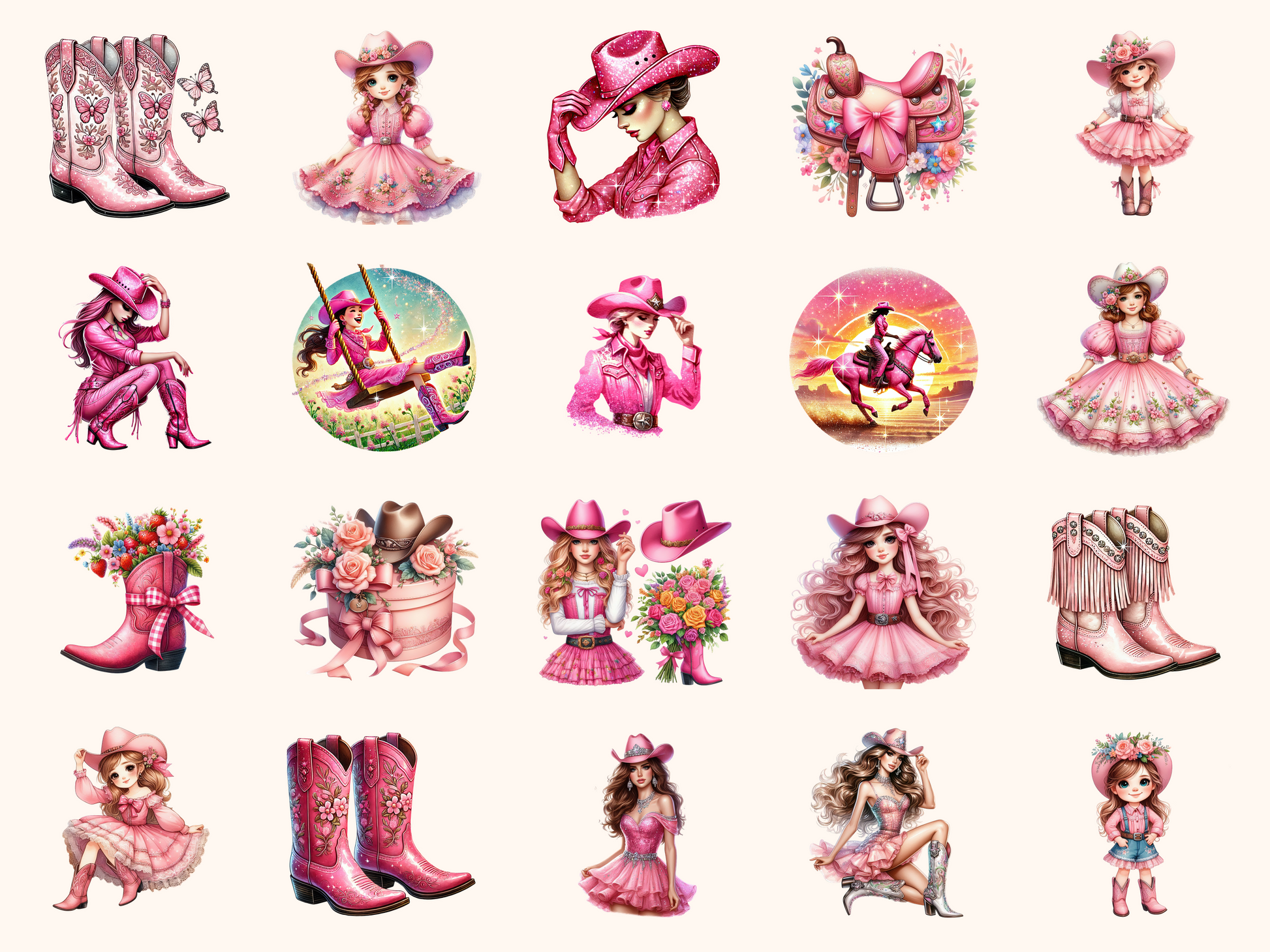 Pink Cowgirls Clipart