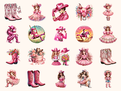 Pink Cowgirls Clipart