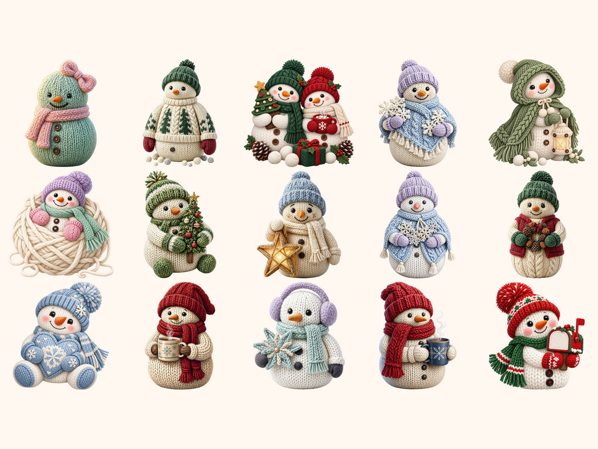 Knitted Snowman Clipart