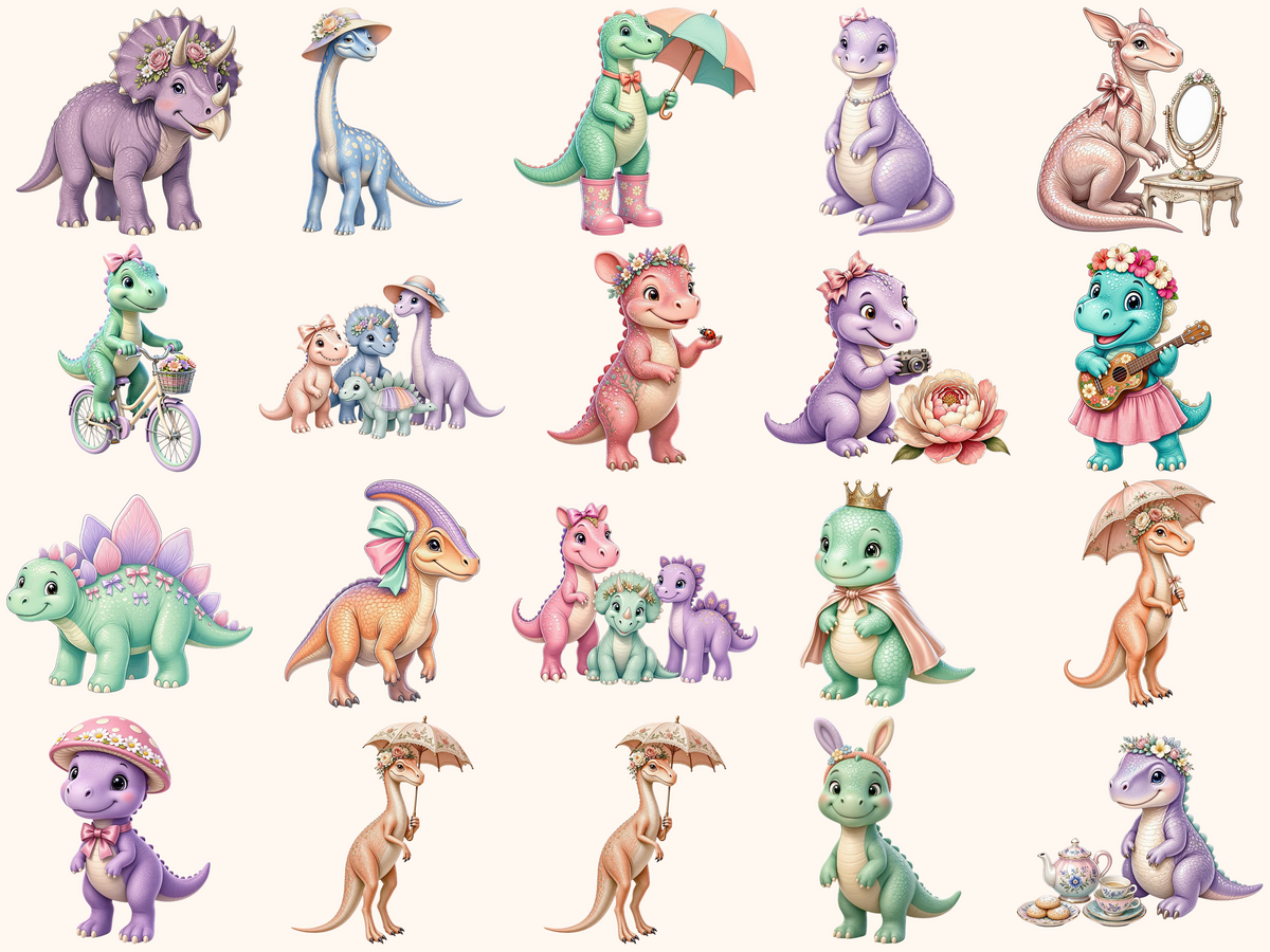 Girl Dinosaurs Clipart