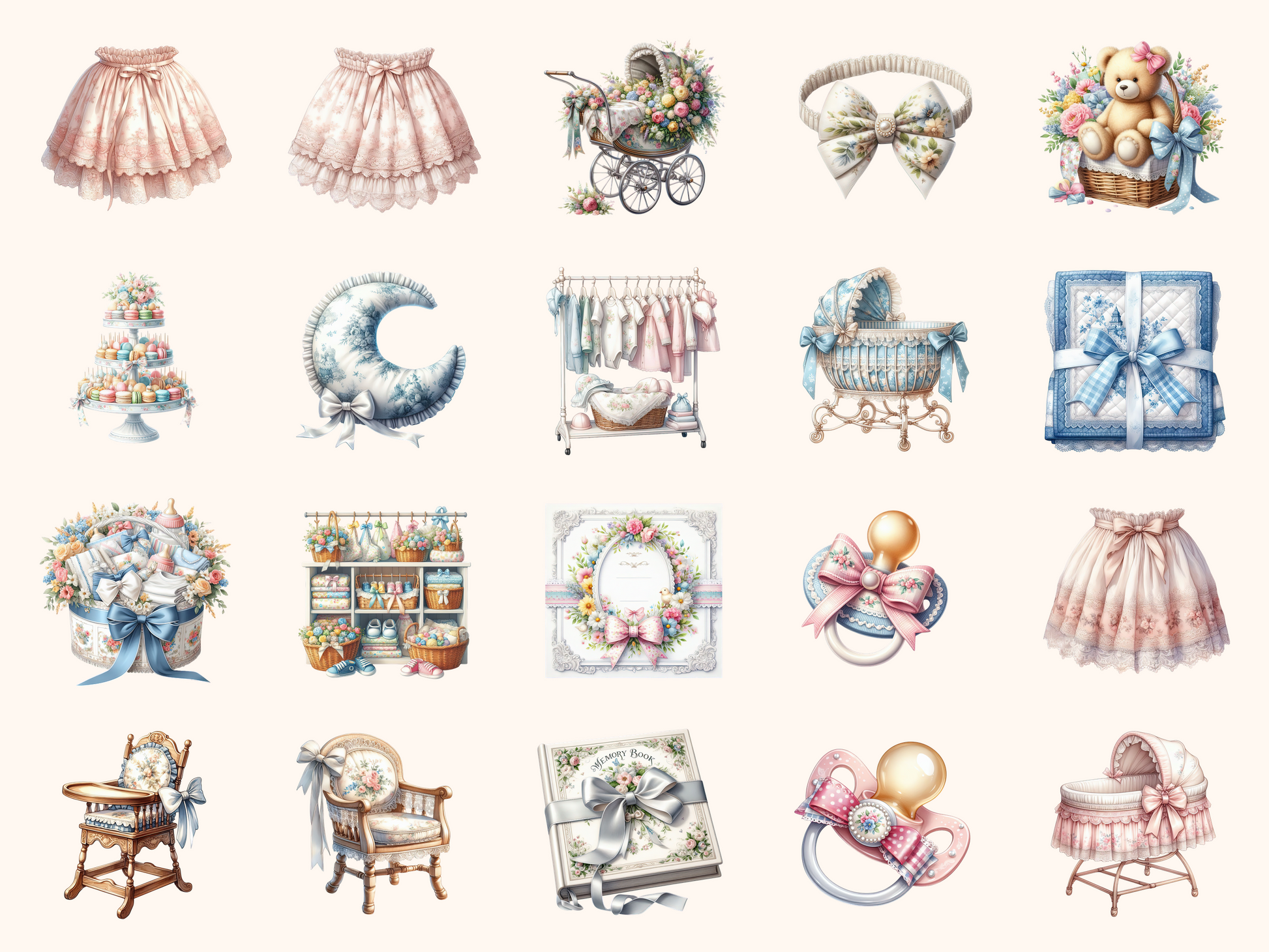 Toile Baby Shower Clipart