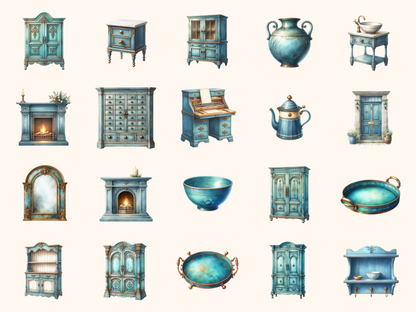 Patina Blue Home Clipart