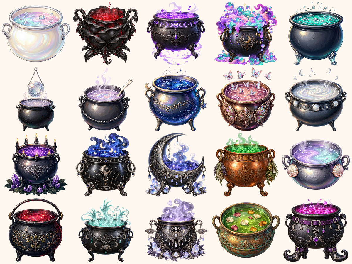 Witch Cauldrons Clipart