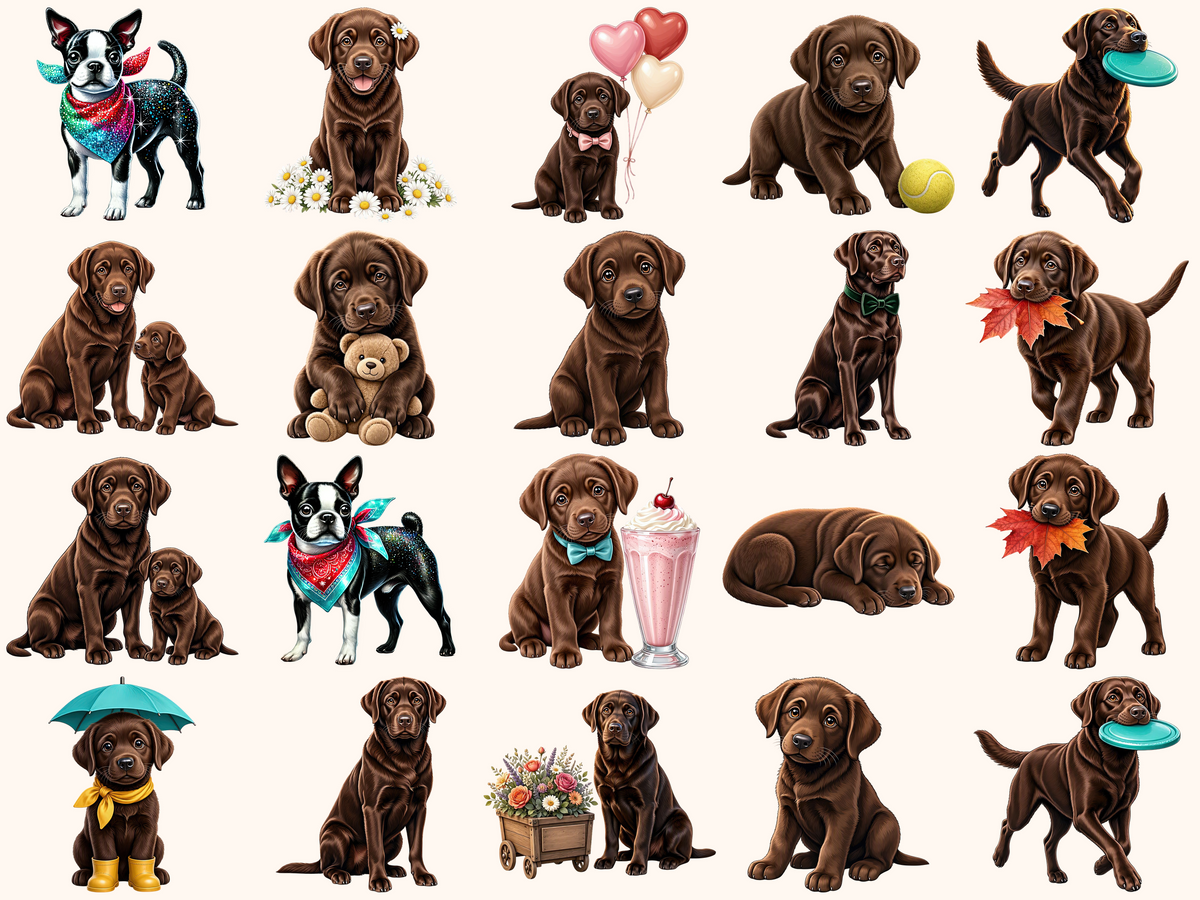 Brown Labradors Clipart