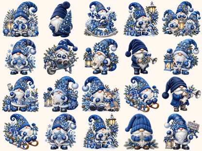 Blue Christmas Gnomes Clipart