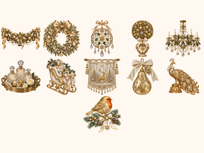 Golden Christmas Decor Clipart — listing preview 7