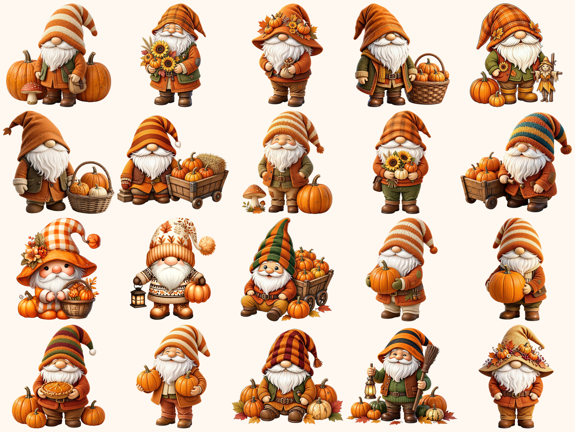 Pumpkin Gnomes Clipart
