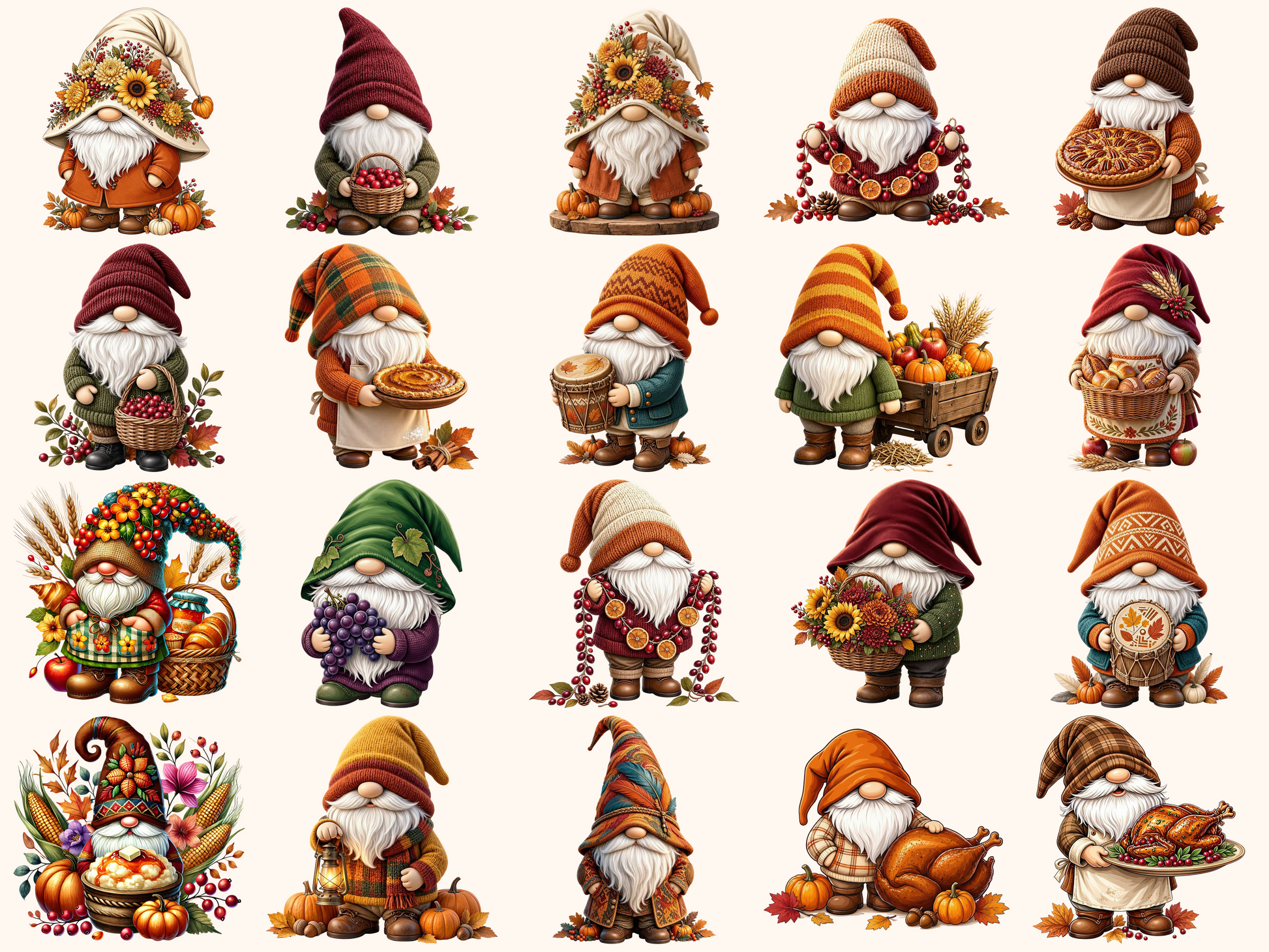 Thanksgiving Gnomes Clipart